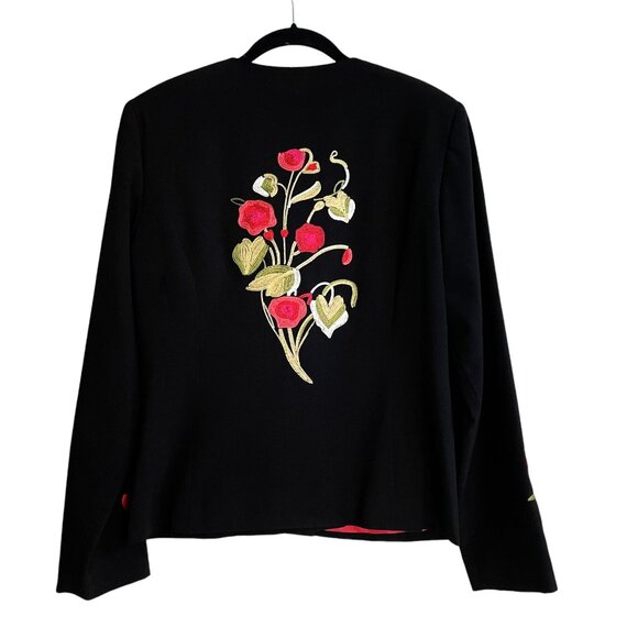 Vintage Russell Kemp Blazer Black Floral Embroidery Lined Women's Size 10 - Picture 2 of 10